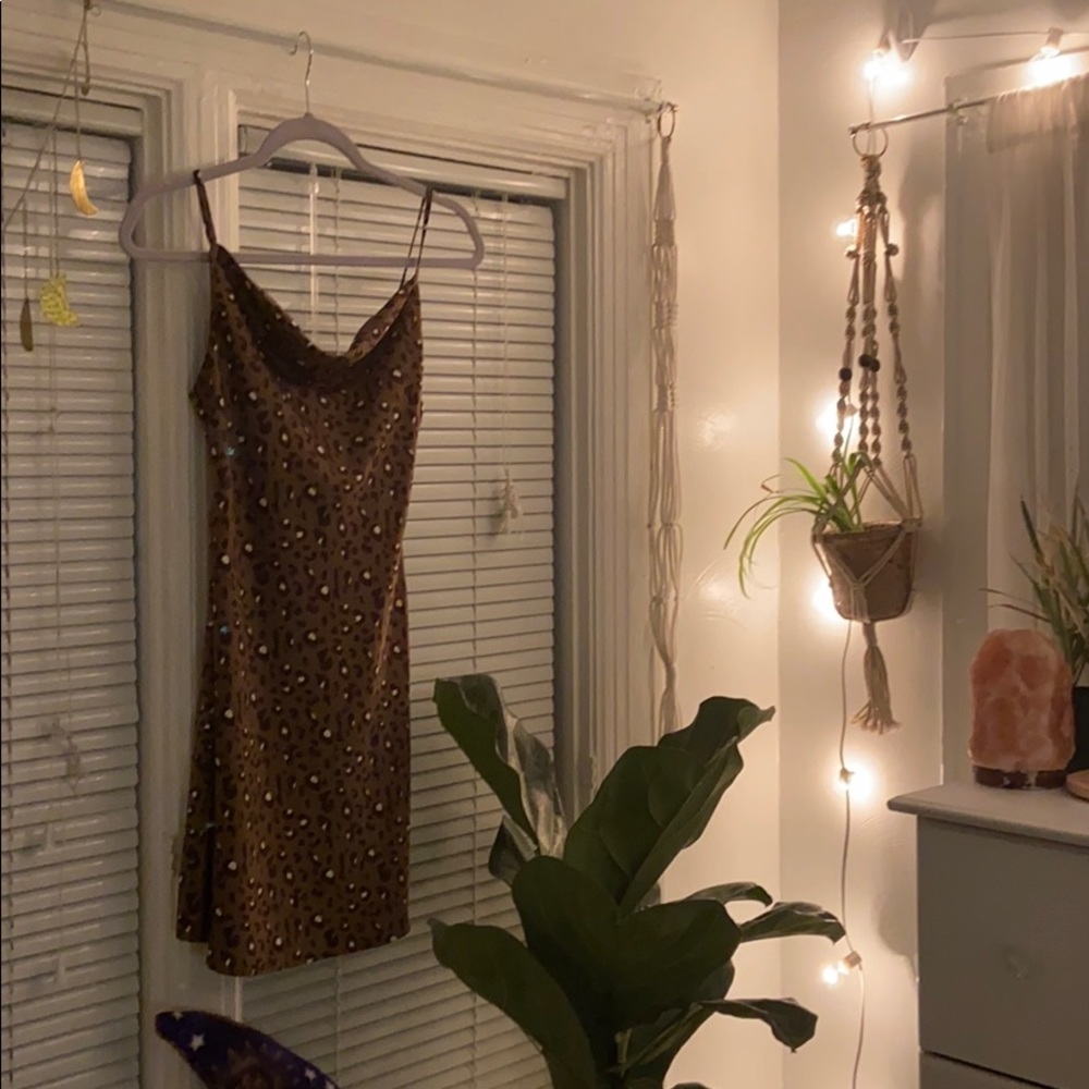 UO cowl neck cheetah dress